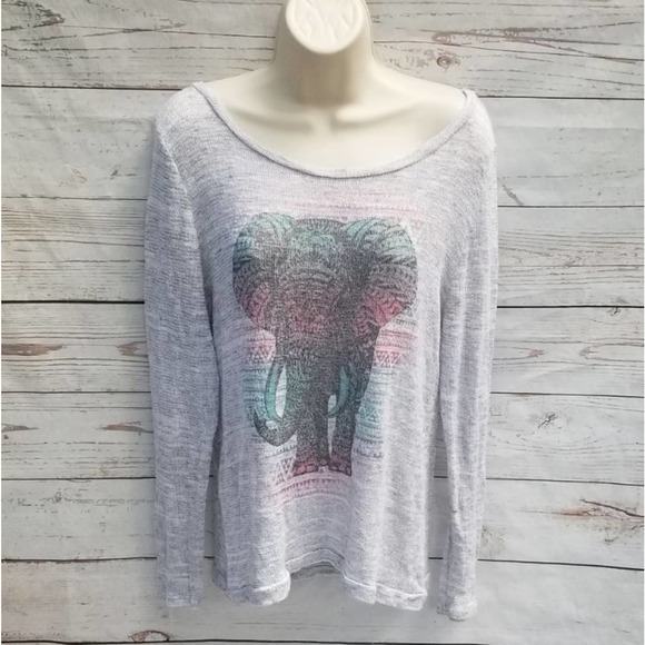 Charlotte Russe Tops - Charlotte Russe Gray Pastel Tribal Elephant Shirt